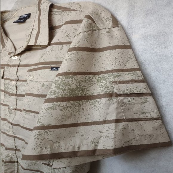 New Fly Society Tan Striped Button Up Shirt Size 5X - Picture 5 of 6